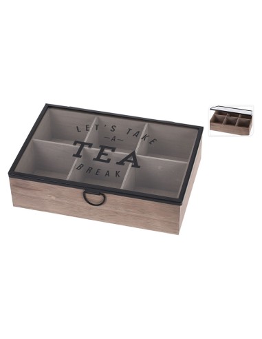 CAJA  BOLSAS TE, TAPA CRISTAL 24X16CM.