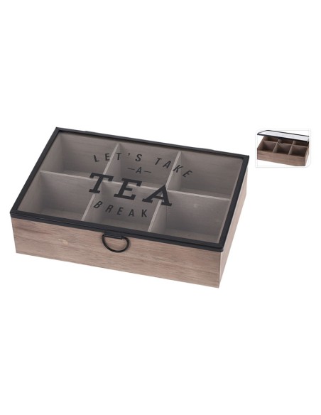CAJA  BOLSAS TE, TAPA CRISTAL 24X16CM.