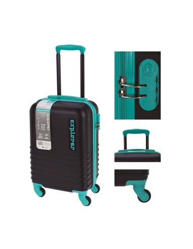 MALETA CABINA ABS 4 RUEDAS NEGRA/VDE