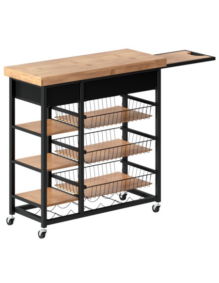 CARRITO AUX.NERA METAL+BAMBU 126XH.87CM