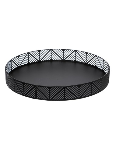 BANDEJA METALICA CON FRISO 30 CM. NEGRA