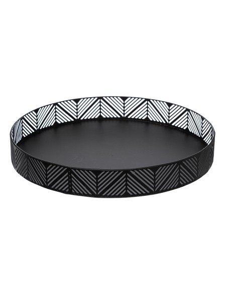 BANDEJA METALICA CON FRISO 30 CM. NEGRA