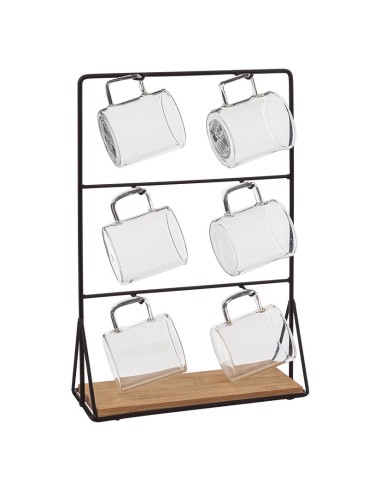 TAZA CAFE TRANSPARENTE 6 UN. + SOPORTE