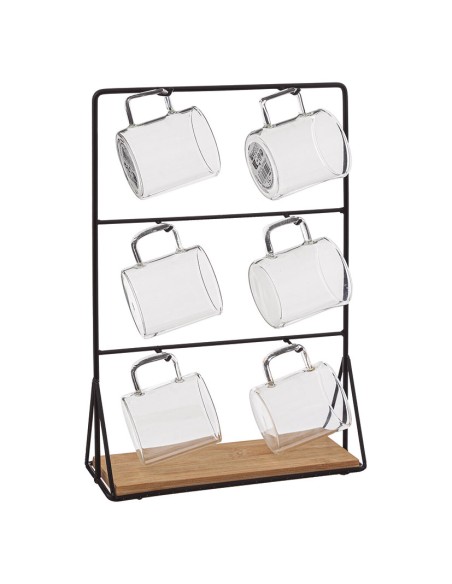 TAZA CAFE TRANSPARENTE 6 UN. + SOPORTE