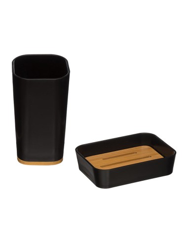 SERIE NATUREO. VASO+JABONERA NEGRO BAMBU