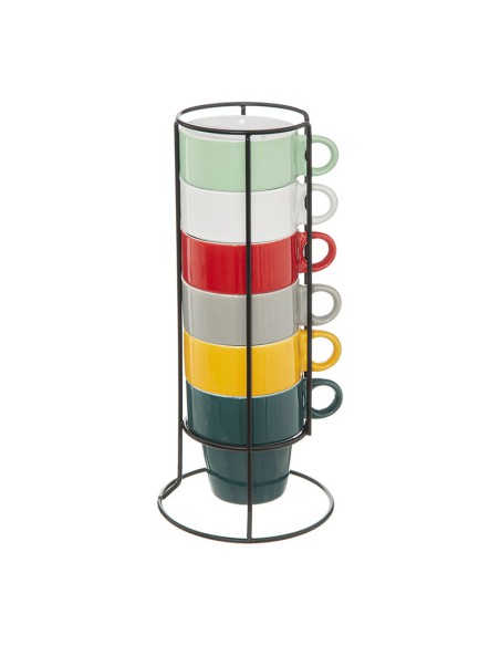 MUG COLORES 6 UN. C/SOPORTE SOBREMESA