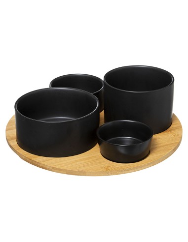SET APERITIVO 5 PZAS. NEGRO / BAMBU