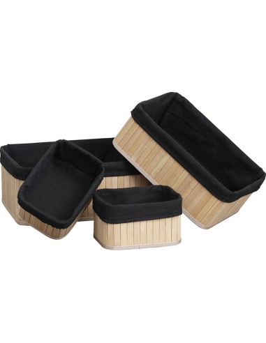CONJUNTO 4 CESTAS BAMBU / NEGRO