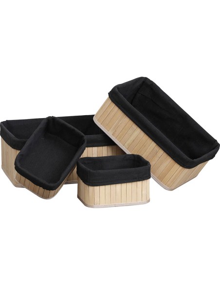 CONJUNTO 4 CESTAS BAMBU / NEGRO