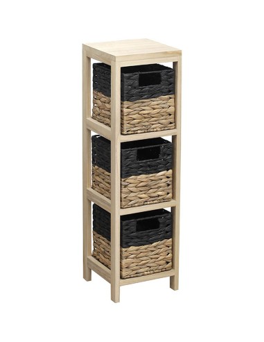 MUEBLE AUX.3 CESTAS NEGRO/NATURAL 22x22