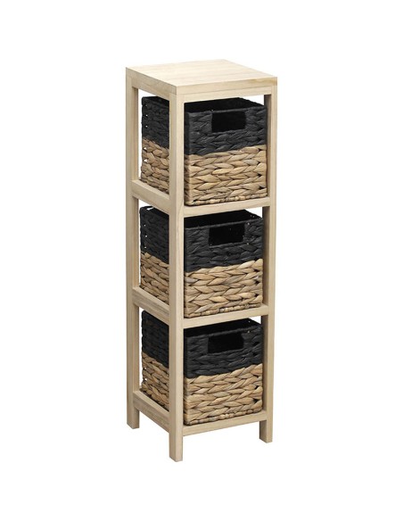 MUEBLE AUX.3 CESTAS NEGRO/NATURAL 22x22