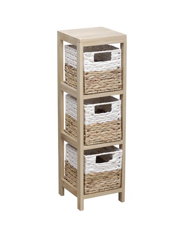 MUEBLE AUX.3 CESTAS BLANCO/NATURAL 22x22