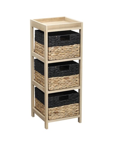 MUEBLE AUX.3 CESTAS NEGRO/NATURAL 30x30