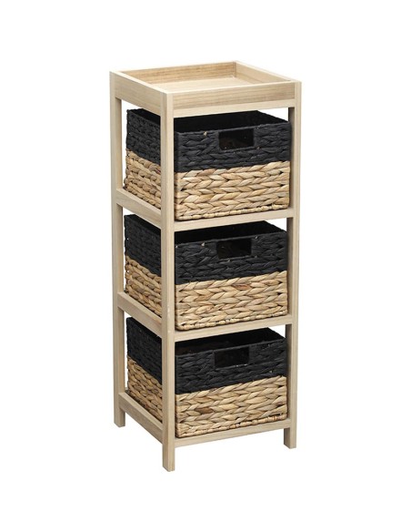 MUEBLE AUX.3 CESTAS NEGRO/NATURAL 30x30