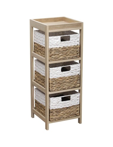 MUEBLE AUX.3 CESTAS BLANCO/NATURAL 30x30