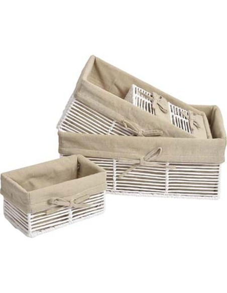 CONJUNTO 5 CESTAS PAPEL/ESTRUC.METAL BCO