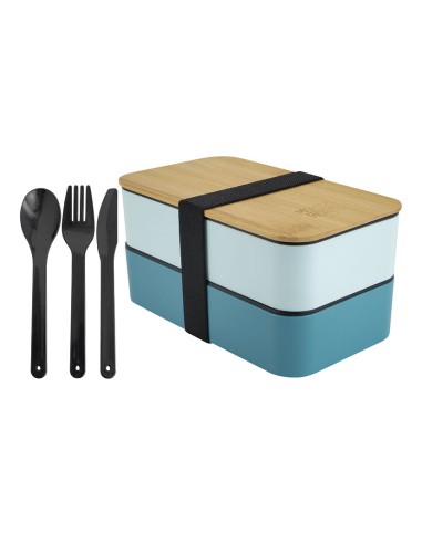 LUNCHBOX BENTO JAPANESE AZUL TAPA BAMBU