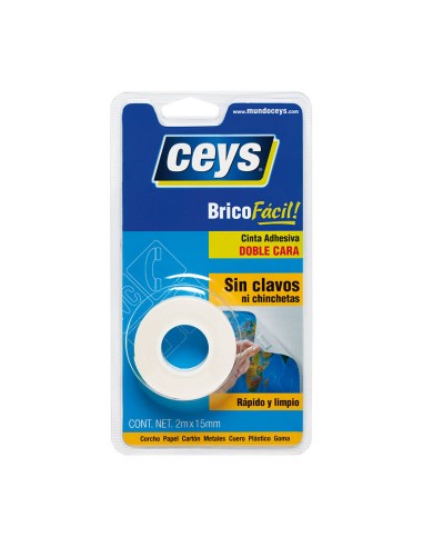 CINTA ADHESIVA 2 CARAS 2 MX15 MM.