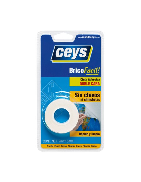 CINTA ADHESIVA 2 CARAS 2 MX15 MM.