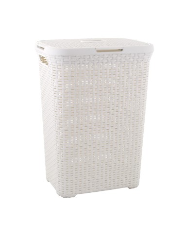 CESTO C/TAPA NATURAL STYLE 40L. BLANCO