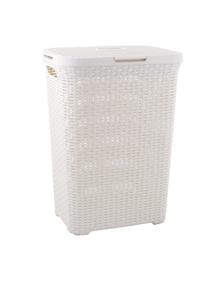 CESTO C/TAPA NATURAL STYLE 40L. BLANCO