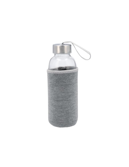 BOTELLA VIDRIO C/FUNDA GRIS 0,4 LT.QD