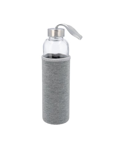 BOTELLA VIDRIO C/FUNDA GRIS 0,6 LT.QD