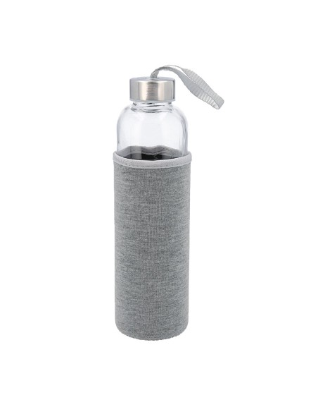 BOTELLA VIDRIO C/FUNDA GRIS 0,6 LT.QD