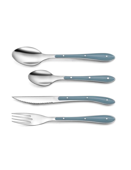 CUBIERTOS INOX.+PP AZUL 24 PZS. BISTRO