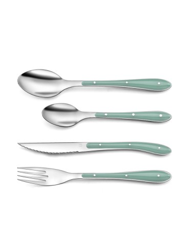 CUBIERTOS INOX.+PP VERDE 24 PZS. BISTRO