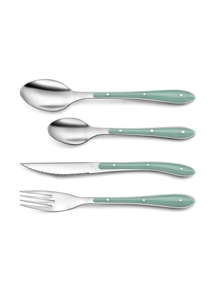 CUBIERTOS INOX.+PP VERDE 24 PZS. BISTRO