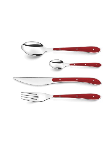 CUBIERTOS INOX.+PP ROJO 24 PZS. BISTRO