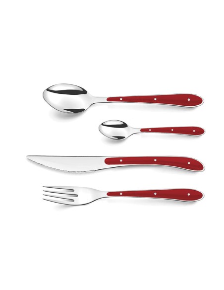 CUBIERTOS INOX.+PP ROJO 24 PZS. BISTRO