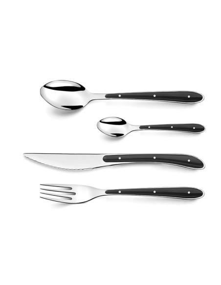 CUBIERTOS INOX.+PP NEGRO 24 PZS. BISTRO