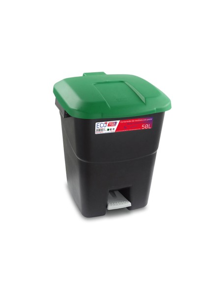 CONTENEDOR C/PEDAL 50LTS.TAPA VERDE TAYG