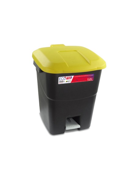 CONTENEDOR C/PEDAL 50L.TAPA AMARILL.TAYG