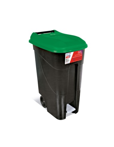 CONTENEDOR C/PEDAL 80LTS.TAPA VERDE TAYG