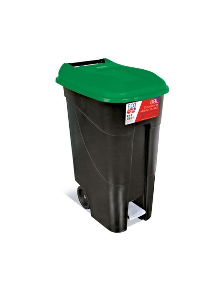 CONTENEDOR C/PEDAL 80LTS.TAPA VERDE TAYG