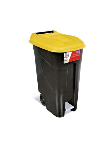 CONTENEDOR C/PEDAL 80L.TAPA AMARILL.TAYG