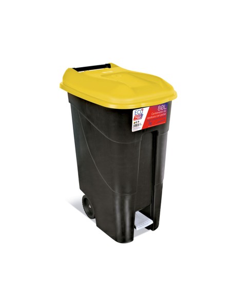 CONTENEDOR C/PEDAL 80L.TAPA AMARILL.TAYG