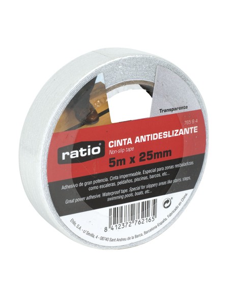 CINTA ANTIDESLIZ. 25MMX5M. TRANSP. RATIO
