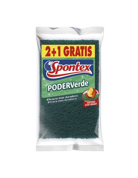 ESTROPAJO FIBRA VERDE 3 UN. SPONTEX