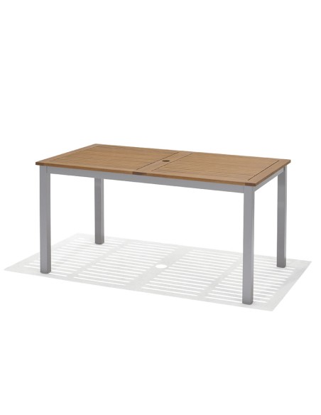 MESA ALUMINIO/MADERA 140X80XH74 CM.