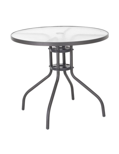 MESA ACERO/VIDRIO Ø 80 CM. BASIC