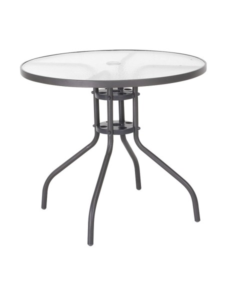 MESA ACERO/VIDRIO Ø 80 CM. BASIC