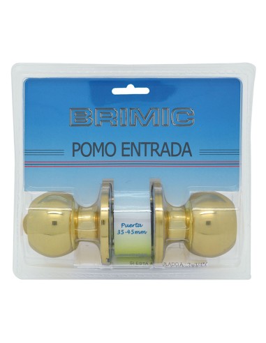 POMO PUERTA BOLA ENTRADA LATON PULIDO