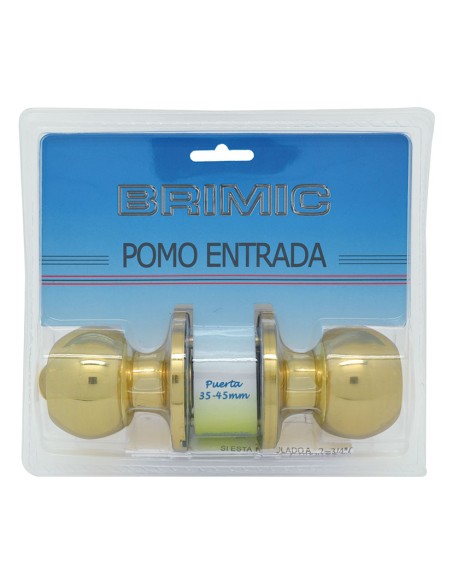 POMO PUERTA BOLA ENTRADA LATON PULIDO