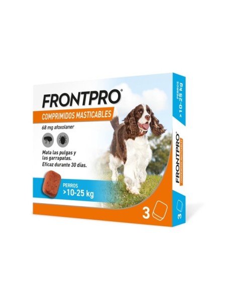 FrontPro 10-25 kg 3 Comprimidos Antiparasitarios Masticables 68 mg