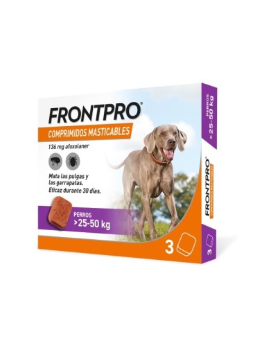 FrontPro 25-50 kg 3 Comprimidos Antiparasitarios Masticables 136 mg