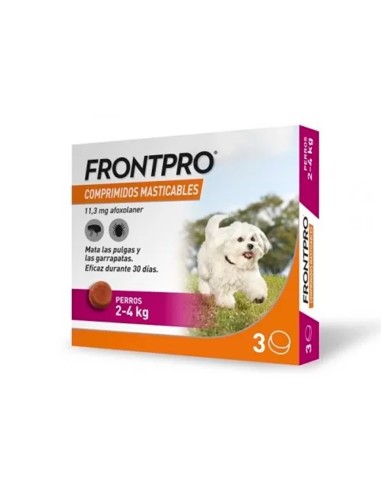 FrontPro 2-4 kg 3 Comprimidos Antiparasitarios Masticables 11 mg